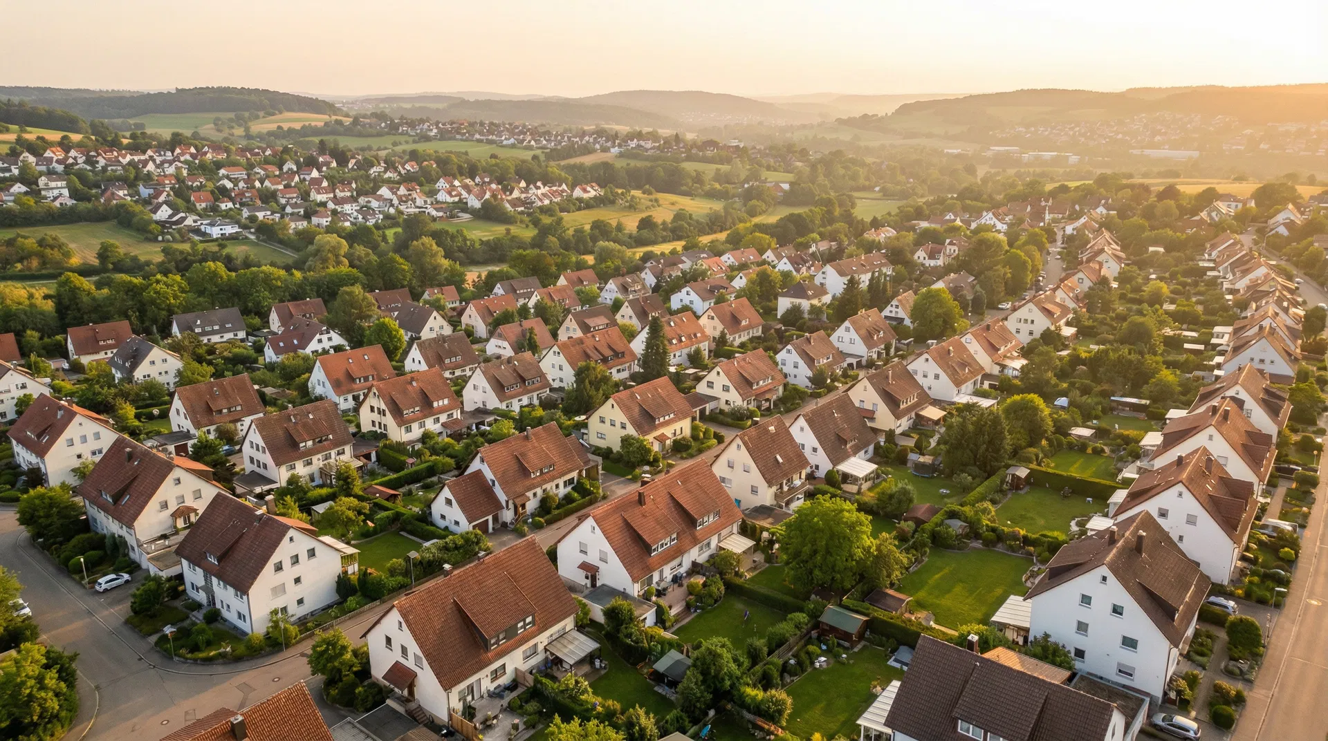 Luftaufnahme einer deutschen Wohnsiedlung